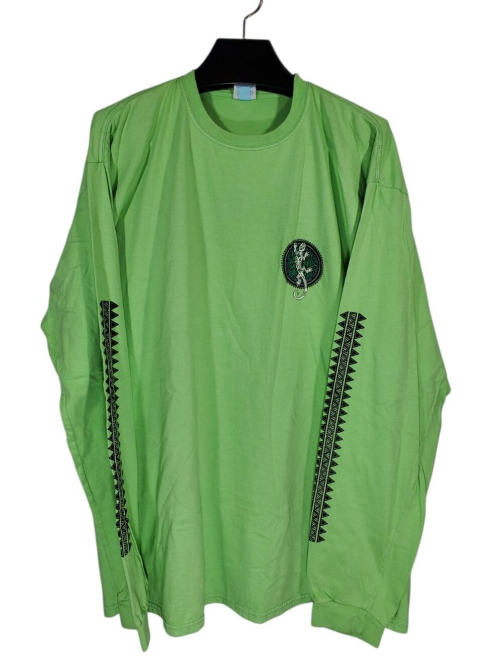 Crazy Shirts Hawaii Lizard Gecko Long Sleeve T-Shirt Men's XL Key Lime Dyed